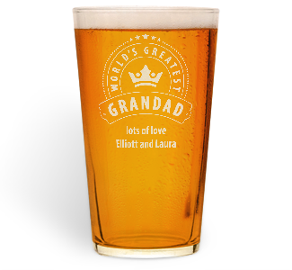 personalised world's greatest grandad pint glass