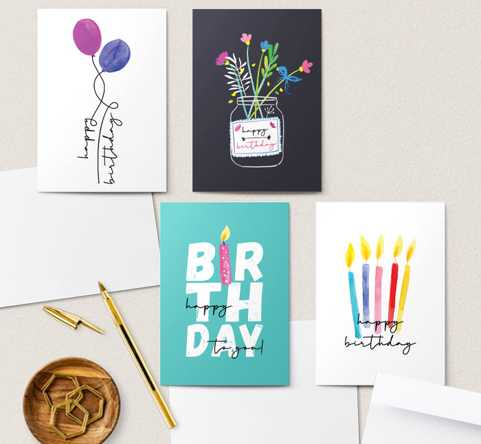 Watercolour Birthday Greeting Card Pack | Printed in the UK | Putty Print