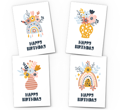 rainbows and flowers birthday card pack