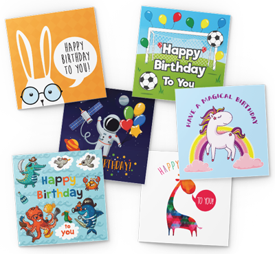assorted set of 24 childrens birthday cards