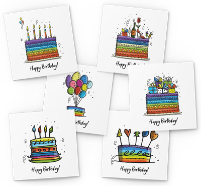 birthday cake birthday card pack