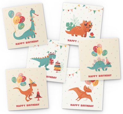 birthday party dinosaurs birthday card pack