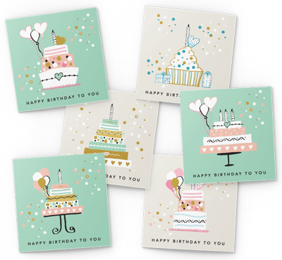 confetti cakes birthday card pack