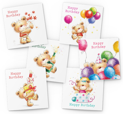 cuddly bears birthday card pack