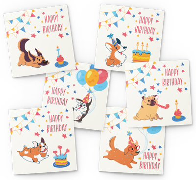 dogs birthday card pack