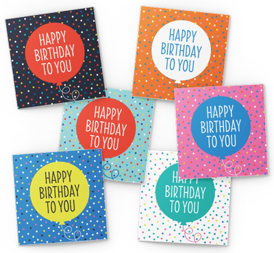 confetti balloon birthday card pack