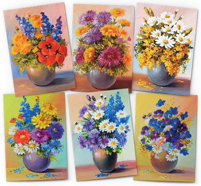 flowers in vases greeting card pack