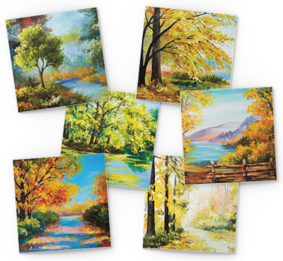 woodland oil painting greeting card pack