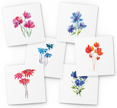 watercolour flowers greeting card pack