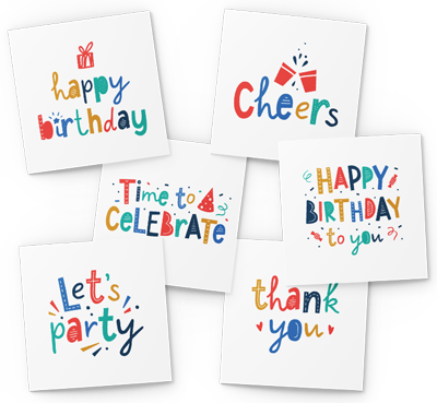 colourful lettering greeting card pack