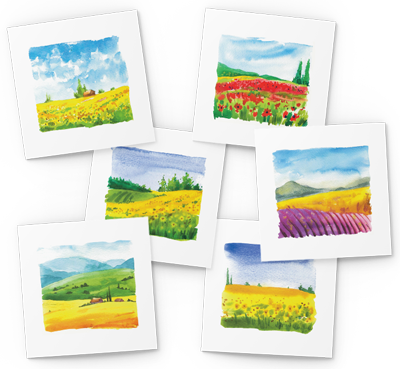 watercolour landscapes greeting card pack