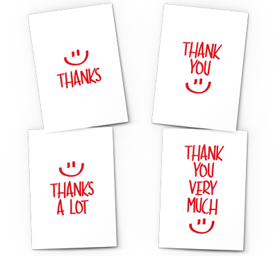 smiley face thank you card pack