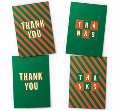 retro thank you card pack