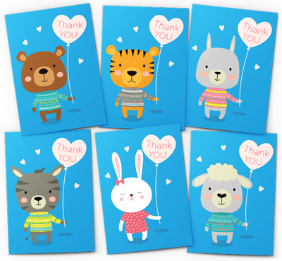 childrens thank you card pack
