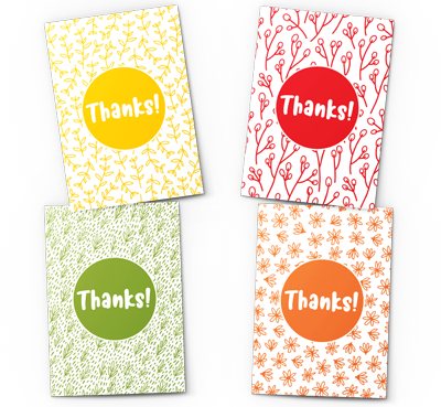 floral doodle thank you card pack