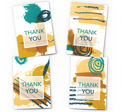 earth tone scribbles thank you card pack