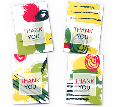 floral tone scribbles thank you card pack