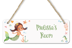personalised cute mermaid hanging door sign