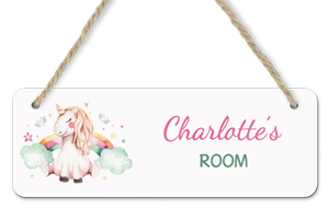 personalised unicorn dreams hanging door sign