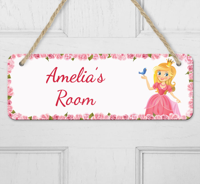 personalised princess hanging door sign