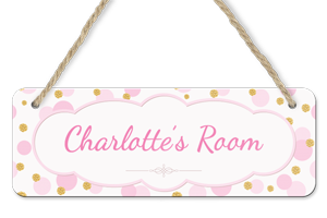 personalised pink circles hanging door sign