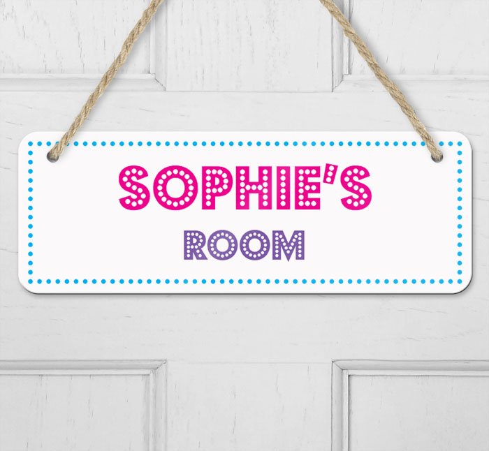 personalised name in lights hanging door sign