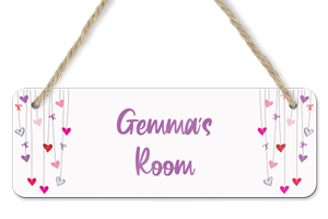 personalised hearts hanging door sign