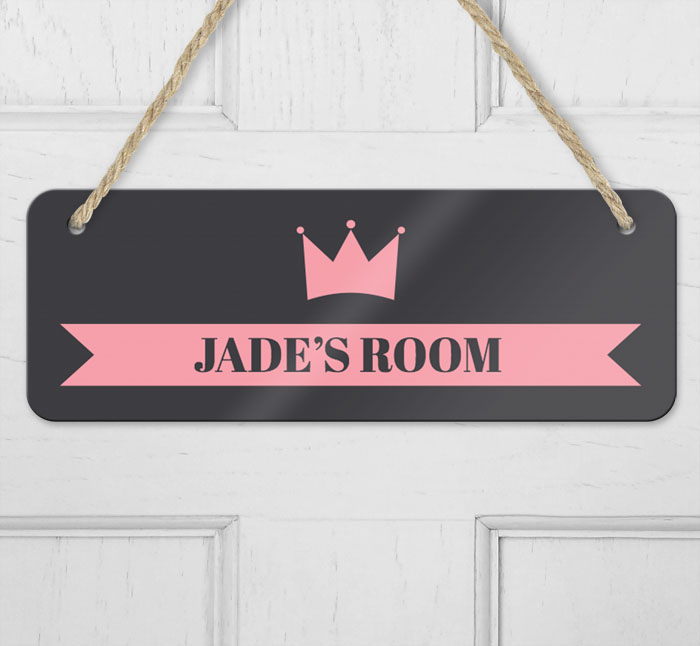 personalised crown hanging door sign