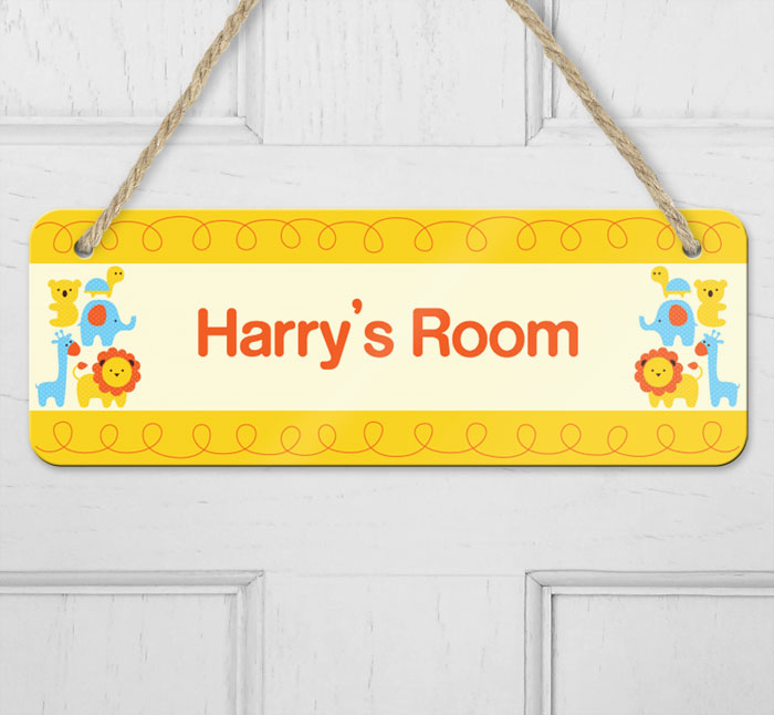 personalised animals hanging door sign