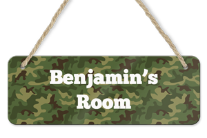 personalised camouflage hanging door sign