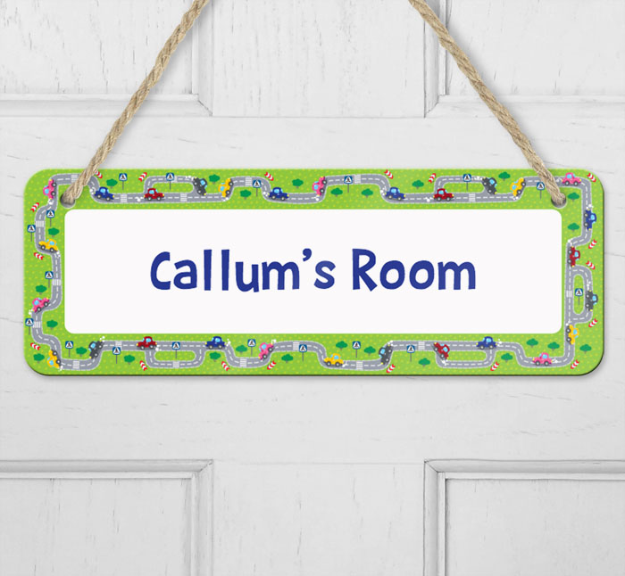 personalised cars border hanging door sign