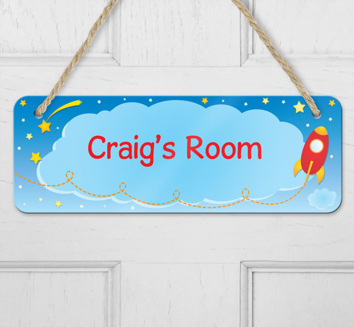 personalised space hanging door sign