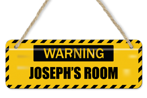 personalised warning hanging door sign