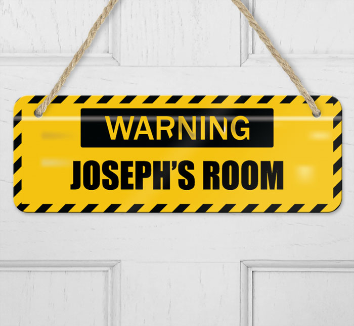 personalised warning hanging door sign