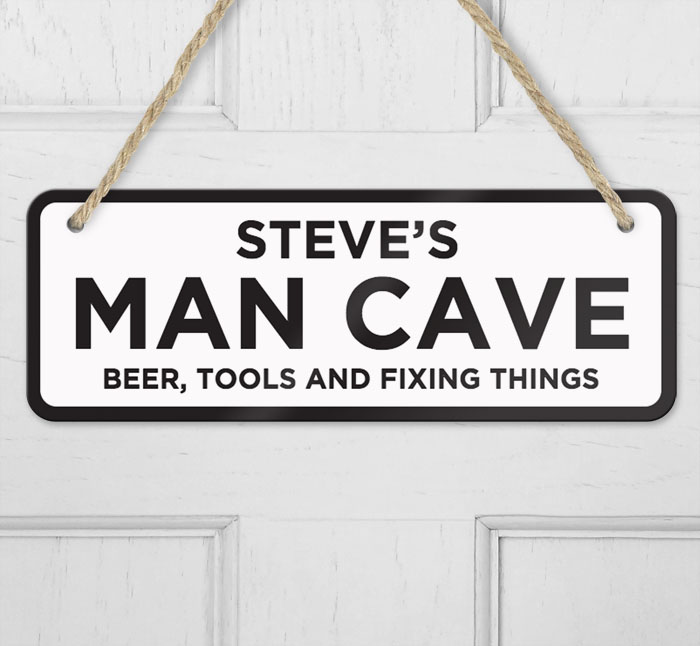 personalised man cave hanging door sign