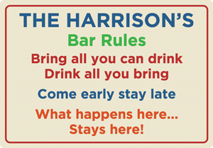personalised bar rules sign