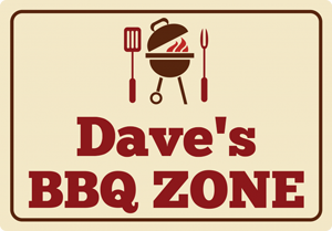 personalised BBQ zone sign