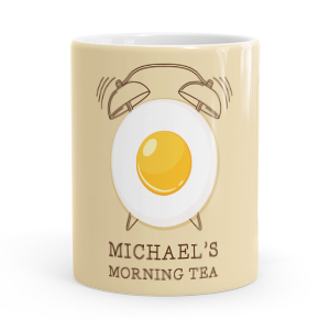 personalised egg alarm clock mug