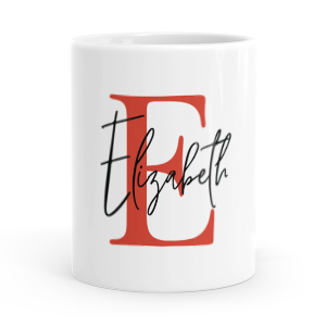 personalised alphabet e is for mug