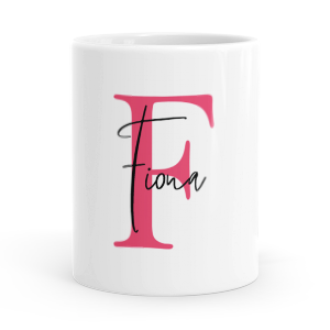 personalised alphabet f is for mug
