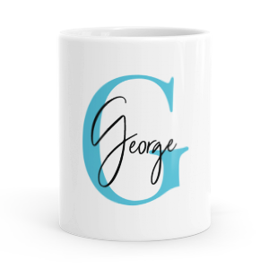 personalised alphabet g is for mug