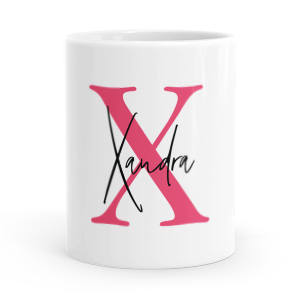 personalised alphabet x is for mug