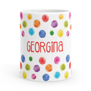 personalised multi coloured dots mug