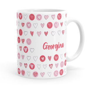 personalised love hearts mug