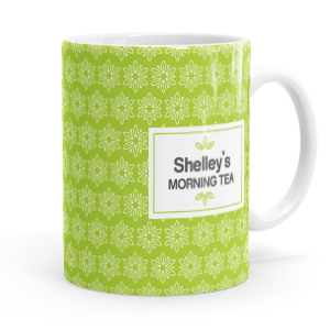 personalised green leaves mug