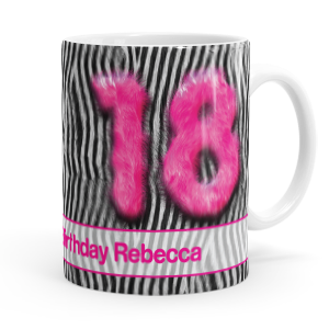 personalised pink furry 18th mug
