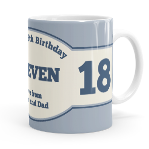 personalised blue 18th birthday mug