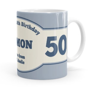 personalised blue 50th birthday mug