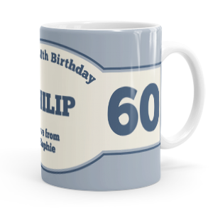 personalised blue 60th birthday mug