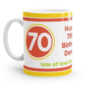 personalised 70th birthday photo upload mug